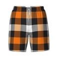 thumbnail image 4 of Lsque Mens Swim Trunks Orange Plaid Pattern - Bathing Suit Compression Liner - Beach Swim Shorts Swimwear - (S-3XL) - Stretch Quick Dry -XX-Large, 4 of 9