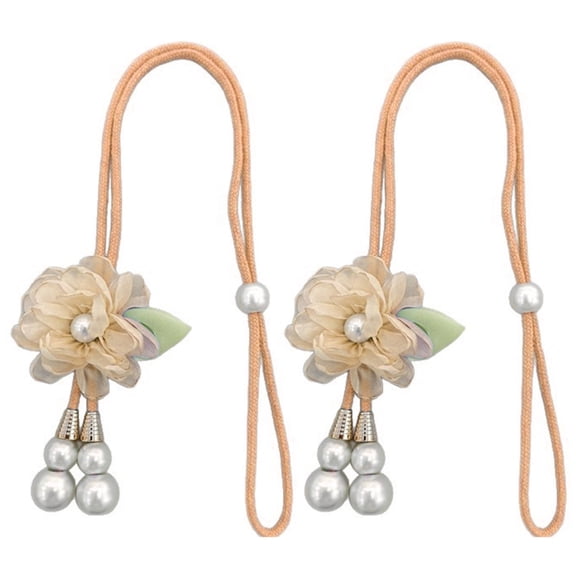 Set of 2 Window Curtain Fasteners Tiebacks Pearls Flower Embellishment Ties Ropes For Drapery Tablecloth Organization
