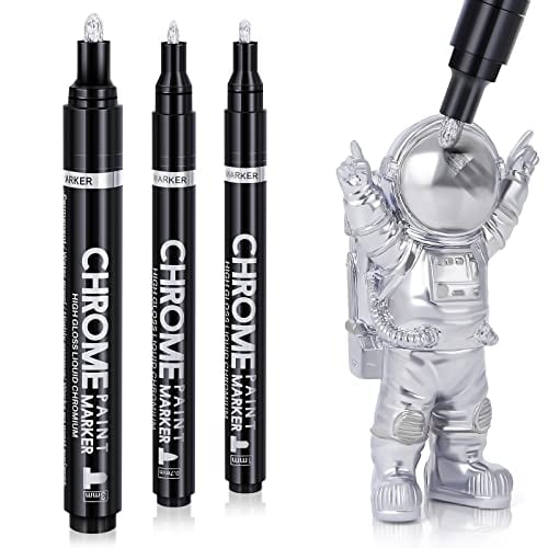 Silver Liquid Mirror Chrome Markers 3 Chrome Paint Pens, Permanent