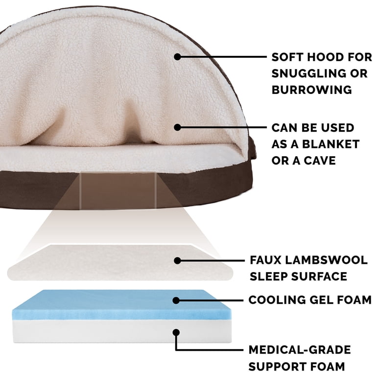 Round Cooling Gel Dog Bed with Convertible Hood photo 2