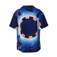 thumbnail image 6 of Lsque Blue Casino print Men's Cuban Collar Short Sleeve Shirt Summer Beachwear Casual Button Down Fashionable Vacation Leisure Shirt-Large, 6 of 7