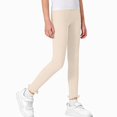 thumbnail image 3 of Teylalorva Girls Leggings Ice Silk Ruffle Trim Thin Breathable Summer Comfy Casual Long Trousers for Kids（1-10） Beige Size 2-3Years, 3 of 7