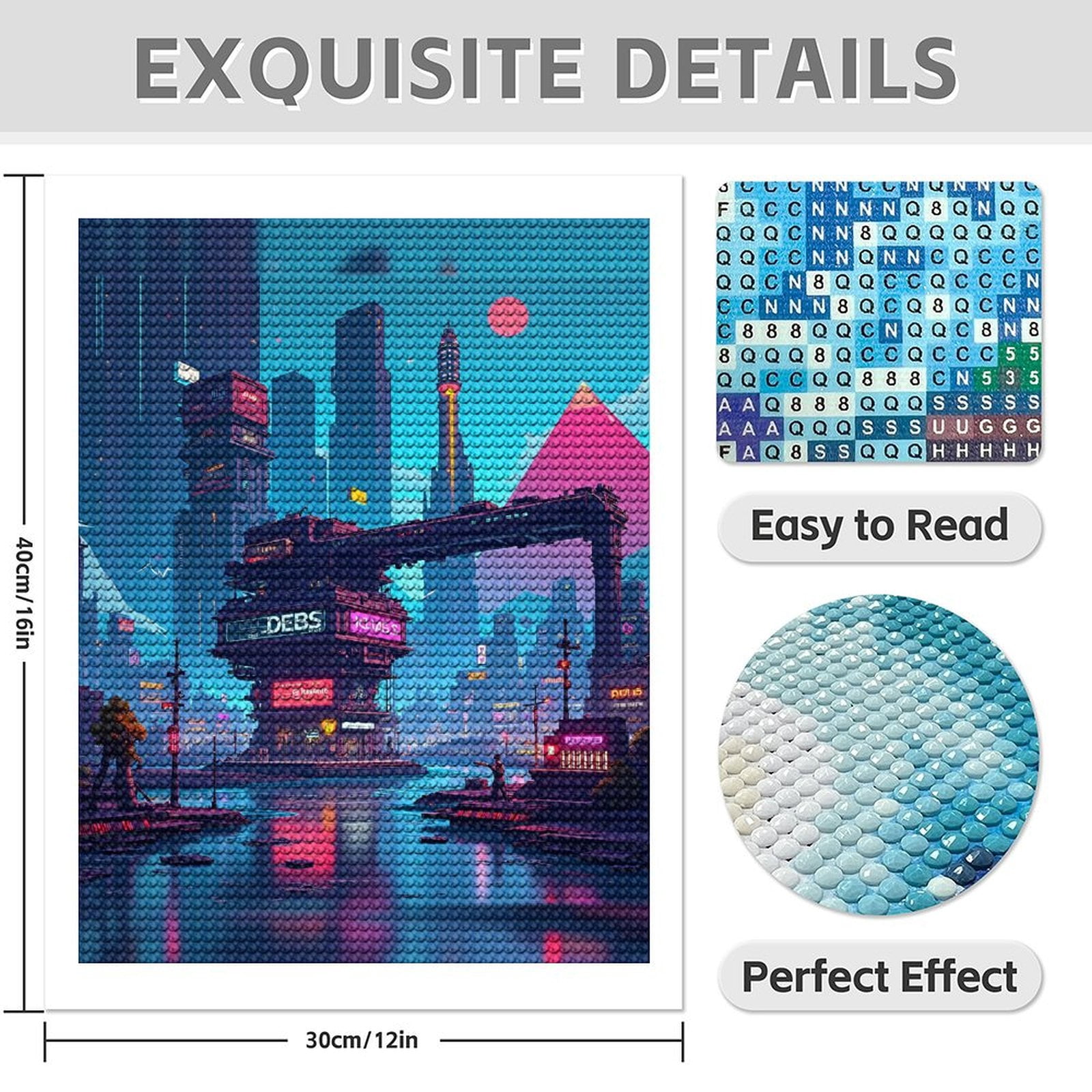 Diamond Art Kits for Adults - Cyberpunk Cityscape Print No.31 5D Frameless Dimond Painting Kit for Adults Beginner, Round Diamond Kits for Home Wall Decor, Gift for Women