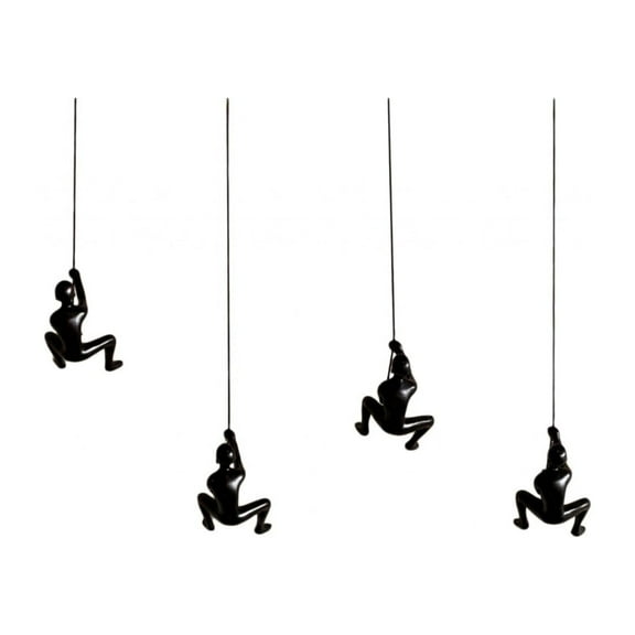 6" X 3" X 3" Resin Black 4 Pack Climbing Man
