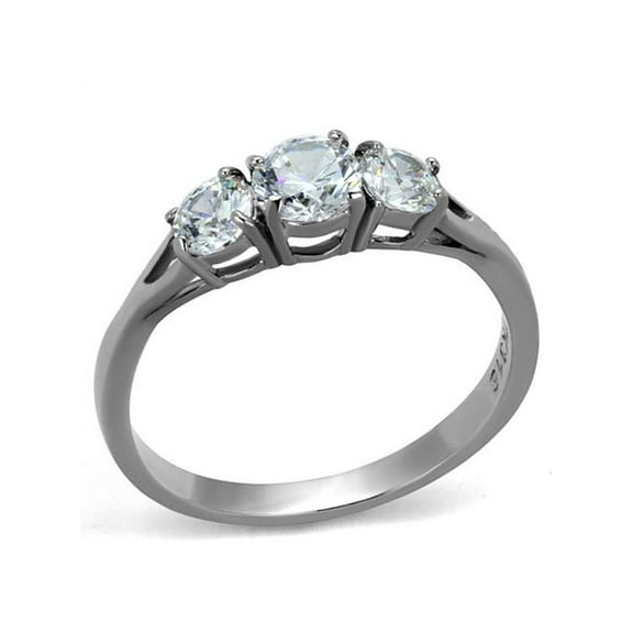 Women's Three Stone .96 Ct Zirconia Stainless Steel Anniversary Ring Size 5