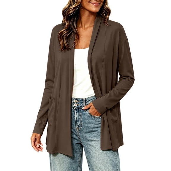 BUIGTTKLOP Womens Lightweight Cardigans Soft Open Front Cardigan Loose Casual Light Jackets Long Sleeve Cover up for Layering Work Travel
