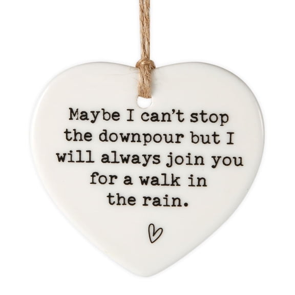 Maybe I Can't Stop the Downpour Plaque, Ceramic Heart Souvenir Hanging Friendship Plaque Crafts Friendship Gift Bestie/Sister Tough Time Gift Hang Sign Ornament for Wall Door Decor