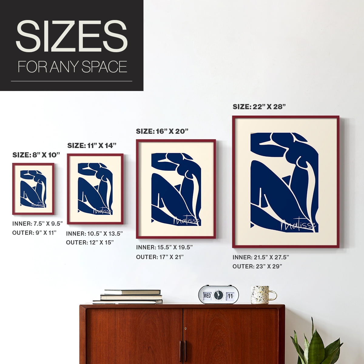 Matisse CCCIV - Red Framed Wall Art Print, Solid Wood Frame, 16 x 20 Framed Print, Ready to Hang