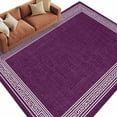 thumbnail image 2 of Dark Purple Geometric 8x10 Area Rugs, White Greek Key Design Burlap Modern Art Non-Skid Rubber Backing Large Rectangle Rugs - Living Room Bedroom Home Office, Indoor Floor Mat Carpets Washable Rug, 2 of 9