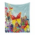 thumbnail image 1 of Colorful Soft Flannel Fleece Throw Blanket, Butterflies and Floral Ornamanets Fantasy Design Colorful Vibrant Wings Artwork, Cozy Plush for Indoor and Outdoor Use, 50" x 70", Multicolor, by Ambesonne, 1 of 6