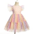 thumbnail image 3 of IDOPIP Toddler Kids Girls Sequin Star Tutu Dress Ruffle Sparkle Tulle Wedding Party Princess Dress, 3 of 8