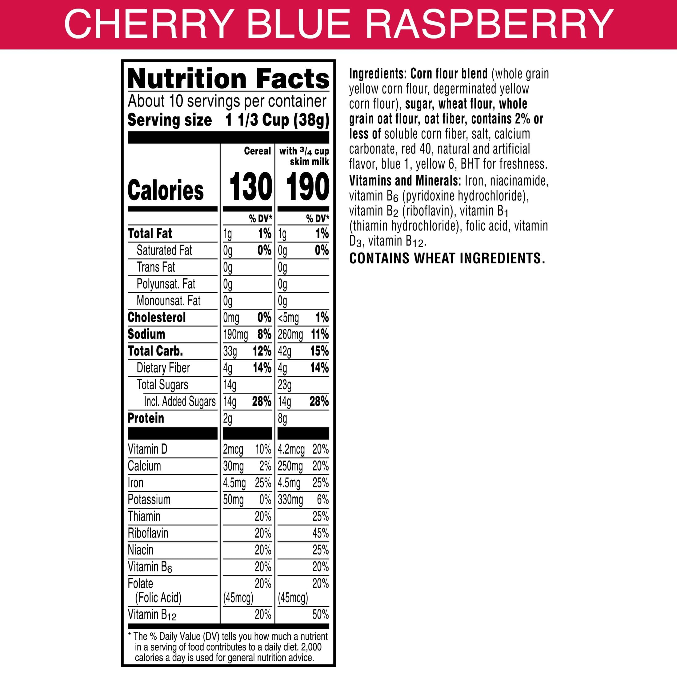 Kellogg's ICEE Breakfast Cereal, Kids Cereal, Family Breakfast, Family Size, Cherry and Blue Raspberry, 13.2oz Box (1 Box)