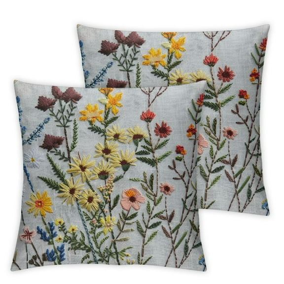 nygtbtfer Pack of 2 Embroidered Decorative Pillowcases Throw Pillow Cushion Cases Square Pillow Case White