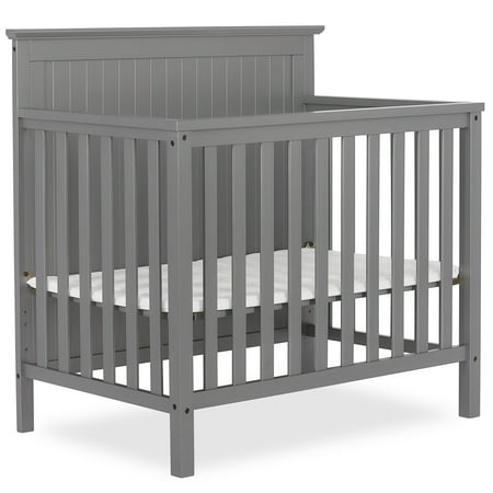 Dream On Me Ava 4-in-1 Convertible Mini Crib, Steel Grey
