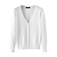 thumbnail image 2 of Jackets For Women Lightweight V Neck Knitted Cotton Cardigan Sweater, White , Size M-5XL, 2 of 4