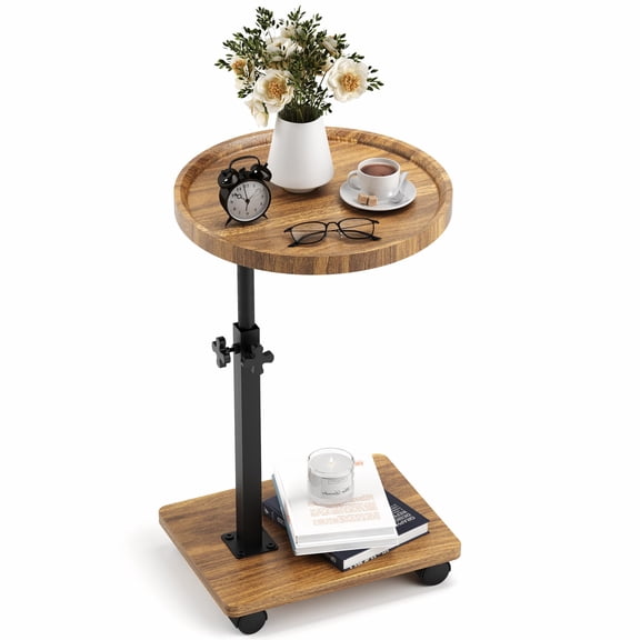 C-shaped Adjustable Swivel TV Tray Table for Small Spaces