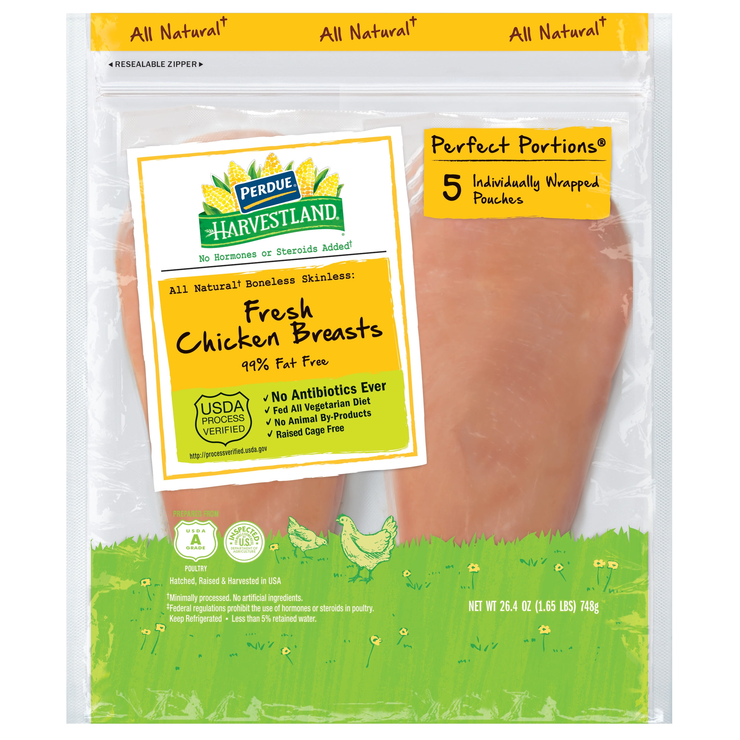 Perdue Harvestland Perfect Portions, Fresh Boneless Skinless Chicken Breast, 1.65 lb.