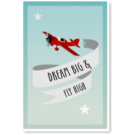 Awkward Styles Dream Big and Fly High Kids Room Canvas Motivational Wall Art Baby Boy Room Decor Baby Girl Room Decor Ready to Hang Picture Newborn Baby Room Wall Decor Plane Wallpapers Made in