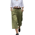 thumbnail image 2 of CHEEREAM Womens Capris Pleated Pants Summer Wide Leg High Waist Trouser Baggy Casual Beach Pant With Pockets Oversized, 2 of 9