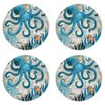 thumbnail image 1 of Posavasos de piedra con soporte para bebidas, Base de corcho, tema de playa oceánica tropical, para inauguración de la casa, 1 of 5