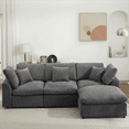 thumbnail image 5 of 101" Modular Sectional Sofa with Ottoman - Convertible L-Shaped Cloud Couch, 3-Seater Chenille Sofa for Living Room, Apartment, Grey, 5 of 7