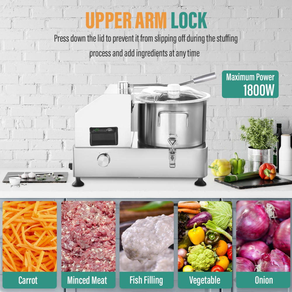 Multifunctional Automatic Cutter, Commercial Food Processor for Potato, Onion, Fruit and Cheese Grating