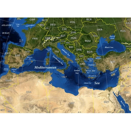 laminated poster mediterranean geography europe map sea political poster print 24 x 36