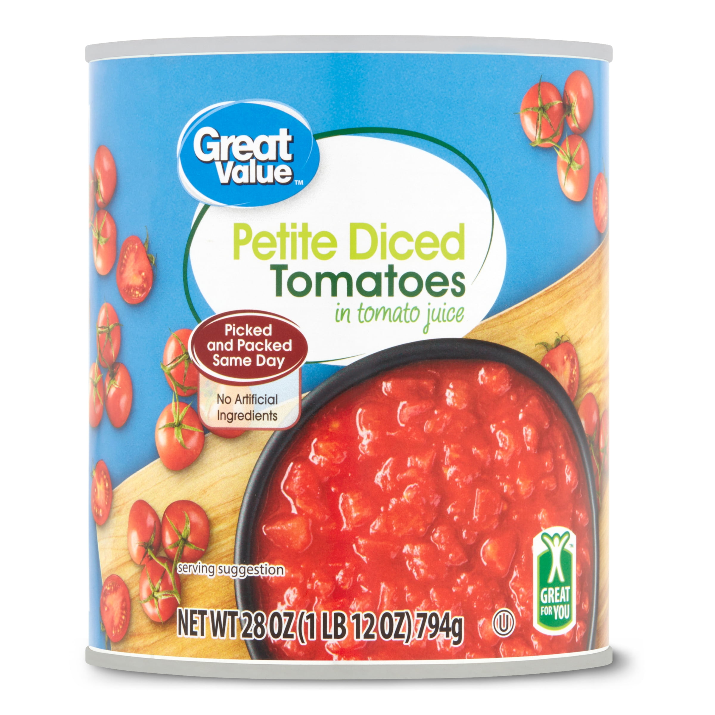 Great Value Petite Diced Tomatoes in Tomato Juice, 28 Oz