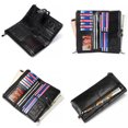 thumbnail image 4 of Cartera grande de piel vintage para mujer - Cartera de piel para mujer con protección RFID - Cartera para mujer con 13 ranuras para tarjetas y bolsillo para teléfono móvil, piel sintética negra, 4 of 5