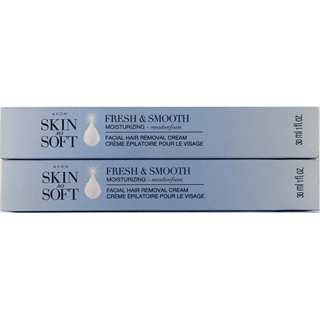 Avon Skin so Soft Fresh & Smooth Moisturizing Facial Hair Removal Cream with Meadowfoam Set of