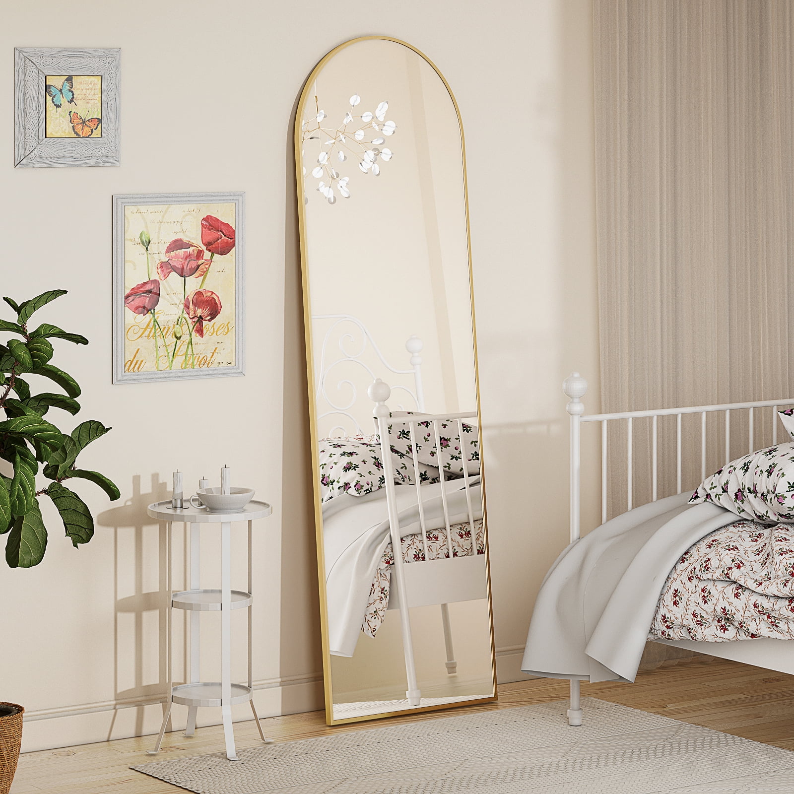 BEAUTYPEAK 59"x 16" Full Length Mirror Arched Standing Floor Mirror Full Body Mirror,Gold  (图5) BEAUTYPEAK 59"x 16" Full Length Mirror Arched Standing Floor Mirror Full Body Mirror,Gold  (图5)