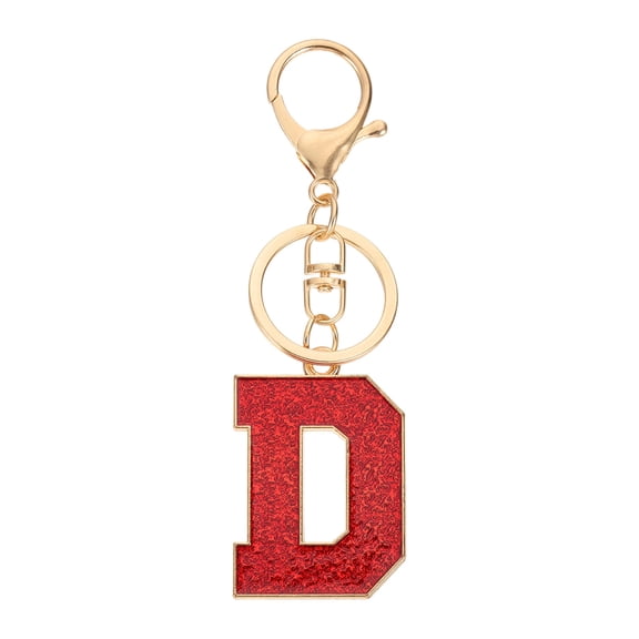 Uxcell Initial Letter Keychain, A-Z Alphabet Keyring Letter D Metal Key Chain for Women Girls Keys Handbags, Red