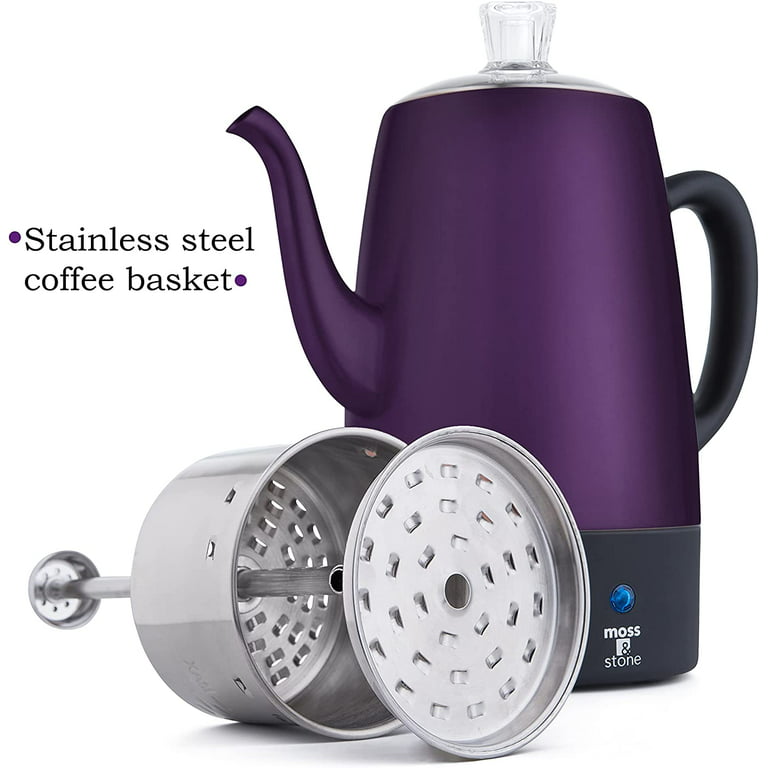 Moss & Stone Electric Coffee Percolator, Body with Stainless Steel Lids Coffee  Maker