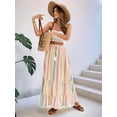 thumbnail image 4 of Women'S Color Block Skirt Elastic Waist Bohemian Patchwork Midi Skirt Casual Summer Maxi M, 4 of 9