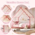 thumbnail image 5 of SESSLIFE Toddler Twin Bed for Kids, Metal Floor Bed with Roof, Storage Caddy and Guardrails, Toddler Bed Frames for Boys and Girls, No Box Spring Needed, Pink, 5 of 8