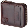 thumbnail image 1 of Wallet Admetus para hombre, de piel auténtica, corta con cremallera, pliegue, 1 of 7