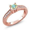 thumbnail image 2 of Gem Stone King 18K Rose Gold Plated Silver Mercury Mist Mystic Topaz and White Created Sapphire Women's Solitaire Ring with Accent Stones (0.70 Cttw, Round Shape 5MM, Size 7), 2 of 2