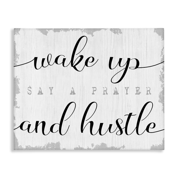 Stupell Industries - Wake Up Pray and Hustle Canvas Wall Art 40" x 30" by Lil' Rue