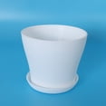 thumbnail image 4 of 3X Plastic Plant Flower Pot Planter With Saucer Tray Round Gloss Home Garden Decor, White Upper -, 14cm, 4 of 8
