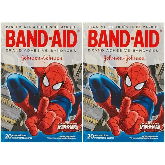 Band-Aid Adhesive Bandages, Marvel Spiderman, Assorted Sizes 20 Ct, 2-Pack