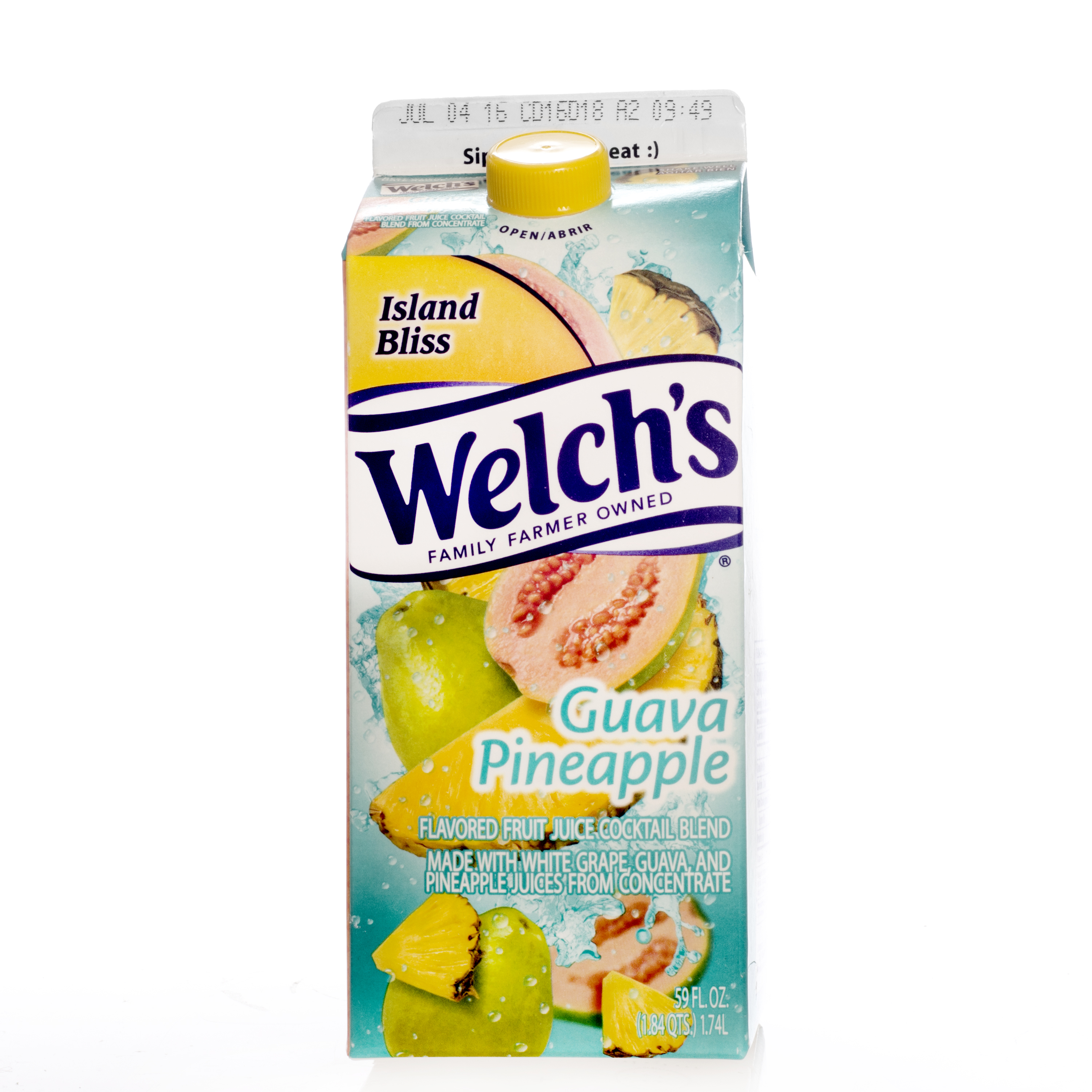 Welch's Guava Pineapple Fruit Juice Cocktail Blend, 59oz Carton, Welch