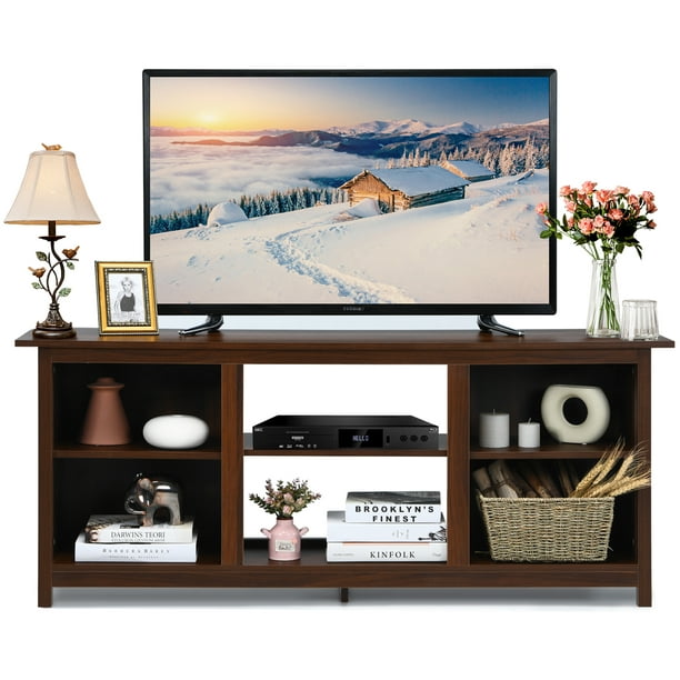 Costway Tv Stand 58 Inch Entertainment, Tv Console With Shelves