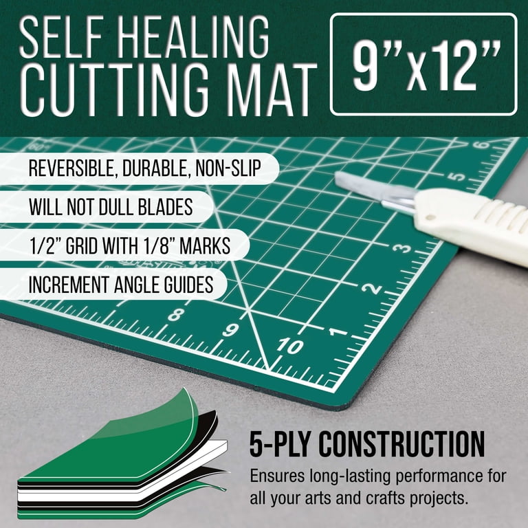 U.S. Art Supply 9x12 in Self-Healing Cutting Mat, Green/Black photo 2