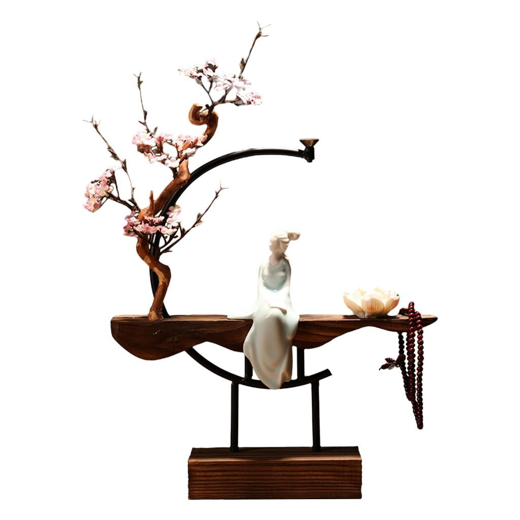 WLPZXP Chinese Style Zen Incense Ceramic Backflow Incense Burner Creative Home Decor Incense Holder Censer Living Room Office Ornament White Lady