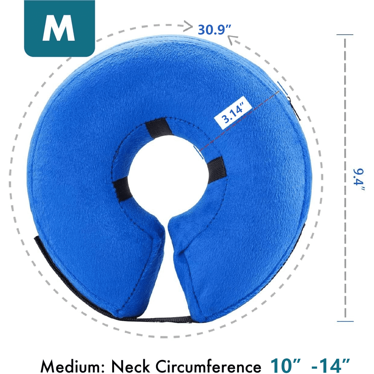 Dog Cone Alternative After Surgery - Soft Dog Cone for Medium Dogs - Dog Donut Collar - Inflatable Elizabethan Dog Cone Collar to Stop Licking - Recovery Dog E Collar for Pets - Medium(Neck:10"-14")