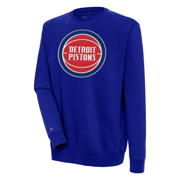 Men's Antigua Blue Detroit Pistons Victory Pullover Sweatshirt