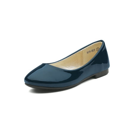 

Dream Pairs Girls Dress Shoes Slip on Ballerina Flats（Toddler/Little Kid/Big Kid MUY NAVY/PAT Size 12