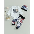thumbnail image 2 of Bagilaanoe 3pcs Newborn Baby Girl Boy Long Pants Set Letter Print Long Sleeve Romper Tops + Leggings + Hat 3M 6M 12M 18M Infant Fall Casual Clothes, 2 of 8