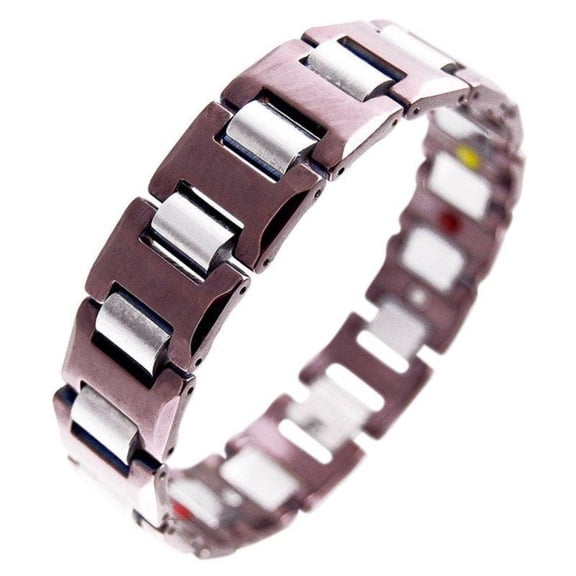 Mens Classic Purple Tungsten Link Bracelet Modern Cuff Fantasy Forge Jewelry
