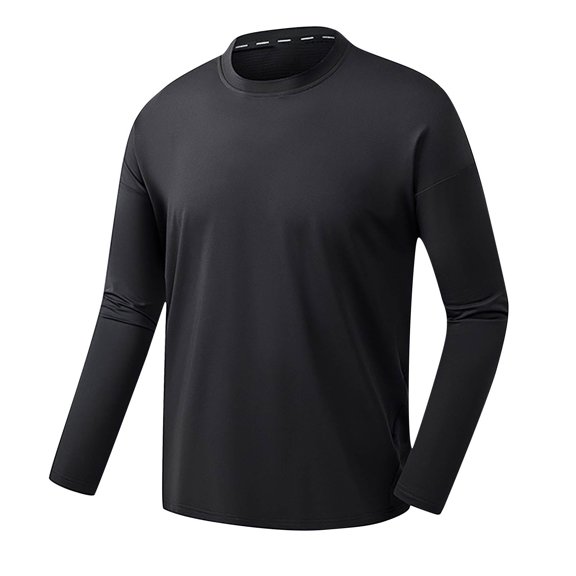 VSSSJ Mens Long Sleeve T-Shirts Casual Crew Neck Athletic Tee Shirt Lightweight Soft Running Fitness Workout Cycling Pullover Tops Black XXL